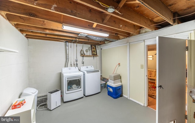 118 Roboda Blvd, Royersford, PA 19468 - laundry area with independent washer and dryer and concrete block wall