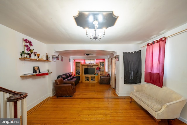 231 N Penn St, West Chester, PA 19380 - hallway featuring light wood finished floors and arched walkways