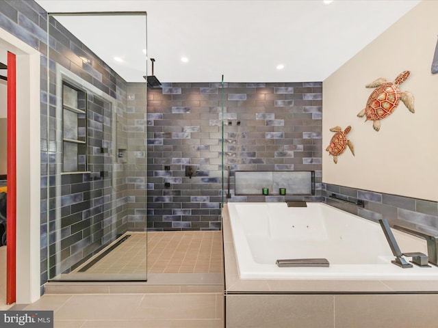 24129 Pecan Grove Ln, Gaithersburg, MD 20882 - full bath with a shower stall, a tub with jets, and recessed lighting