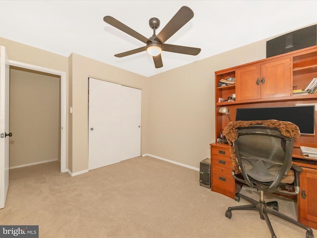 24129 Pecan Grove Ln, Gaithersburg, MD 20882 - home office featuring light carpet and a ceiling fan