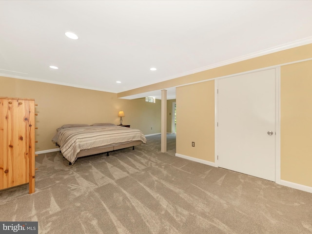 24129 Pecan Grove Ln, Gaithersburg, MD 20882 - carpeted bedroom with ornamental molding and recessed lighting