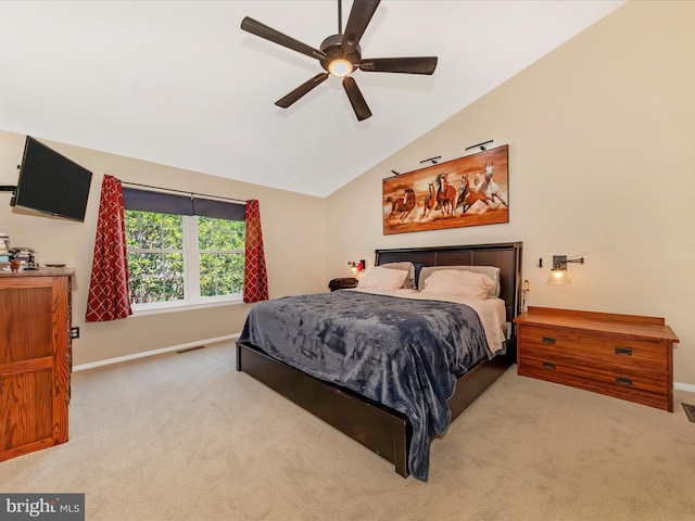 24129 Pecan Grove Ln, Gaithersburg, MD 20882 - bedroom with carpet, lofted ceiling, and a ceiling fan