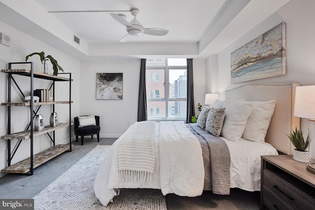 1025 1st St SE Unit 809, Washington, DC 20003 - bedroom featuring carpet floors, a raised ceiling, and ceiling fan