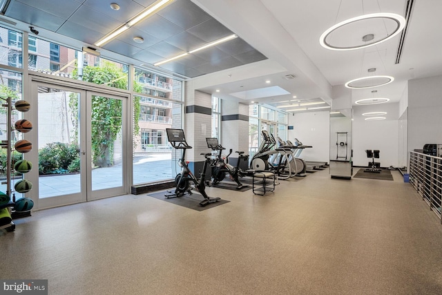 1025 1st St SE Unit 809, Washington, DC 20003 - exercise room with floor to ceiling windows and a towering ceiling