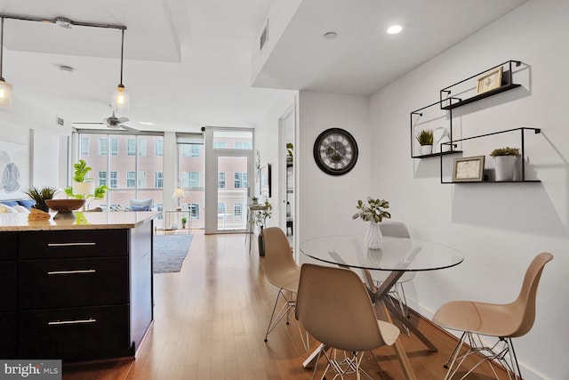 1025 1st St SE Unit 809, Washington, DC 20003 - dining room featuring a ceiling fan, wood finished floors, and recessed lighting