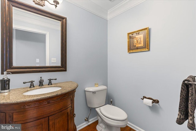 102 Windsor, Swedesboro, NJ 08085 - half bathroom with vanity, wood finished floors, and crown molding