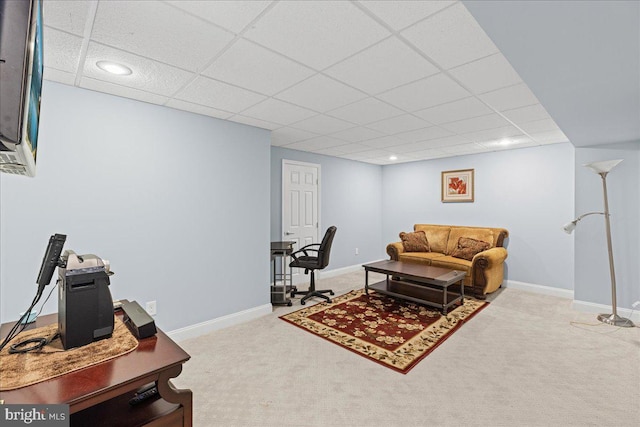 102 Windsor, Swedesboro, NJ 08085 - carpeted living room featuring a paneled ceiling and recessed lighting