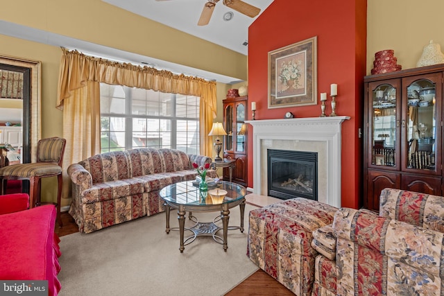 945 Hamilton Way, Warwick, PA 18974 - living area with a ceiling fan and a glass covered fireplace