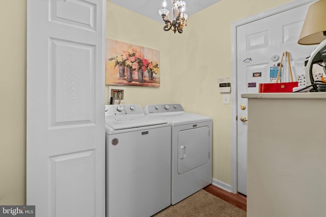 945 Hamilton Way, Warwick, PA 18974 - washroom featuring washing machine and clothes dryer and a chandelier