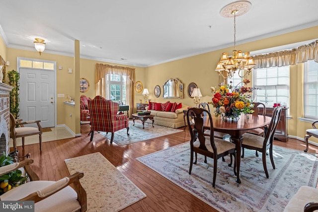 945 Hamilton Way, Warwick, PA 18974 - dining area featuring a chandelier, hardwood / wood-style floors, and ornamental molding