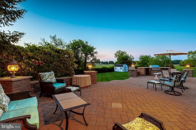 29 Hunters Creek Cir, Mullica Hill, NJ 08062 - view of patio / terrace featuring a shed and exterior kitchen