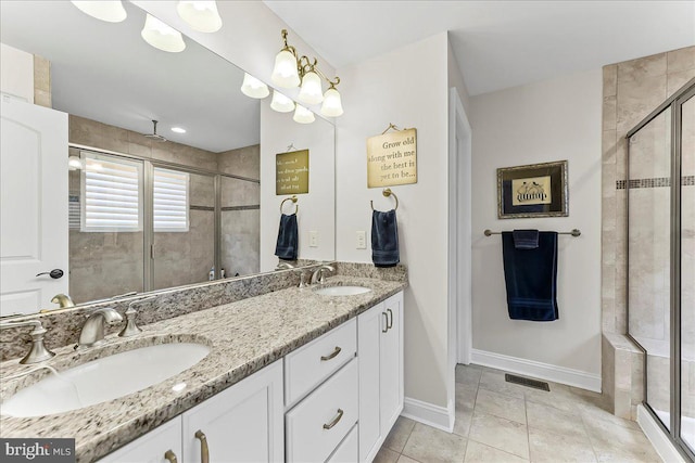 4 Parkview Cir, Wayne, PA 19087 - full bathroom featuring a stall shower, double vanity, and tile patterned floors