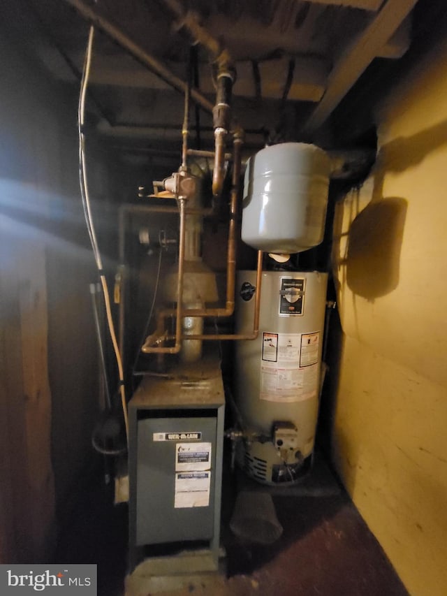 542 S 14 1/2 St, Reading, PA 19602 - utility room featuring gas water heater and a heating unit