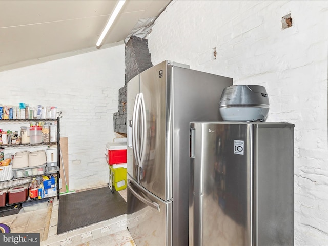 23 W 5th St, Frederick, MD 21701 - kitchen with stainless steel refrigerator with ice dispenser and a high ceiling