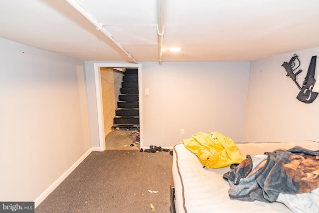 16 S Kresson St, Baltimore, MD 21224 - finished below grade area with carpet flooring and stairway