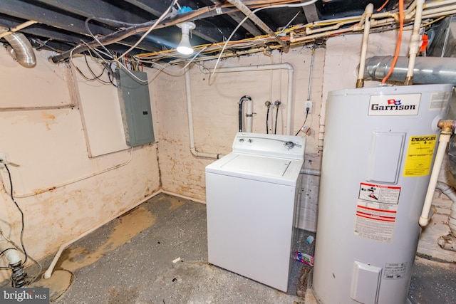 16 S Kresson St, Baltimore, MD 21224 - unfinished basement with washer / dryer, electric water heater, and electric panel