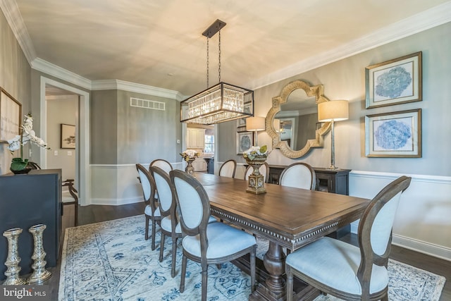 306 Rowland Ln, Line Lexington, PA 18932 - dining area featuring wood finished floors, ornamental molding, and a chandelier