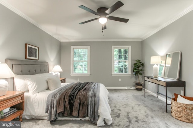 128 Azalea Dr, Hershey, PA 17033 - bedroom featuring crown molding, carpet, and ceiling fan
