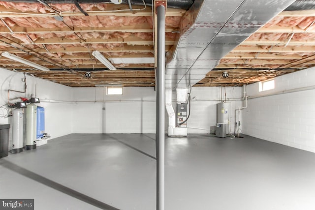 128 Azalea Dr, Hershey, PA 17033 - basement with a water softener, water heater, plenty of natural light, and heating unit