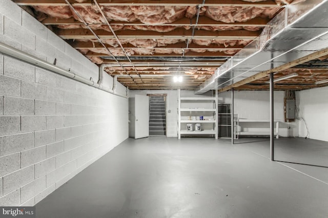128 Azalea Dr, Hershey, PA 17033 - unfinished below grade area with electric panel and concrete block wall
