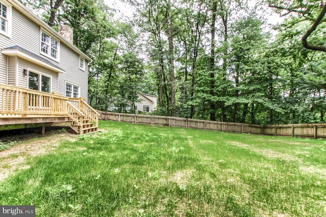 128 Azalea Dr, Hershey, PA 17033 - fenced backyard featuring a deck and view of scattered trees
