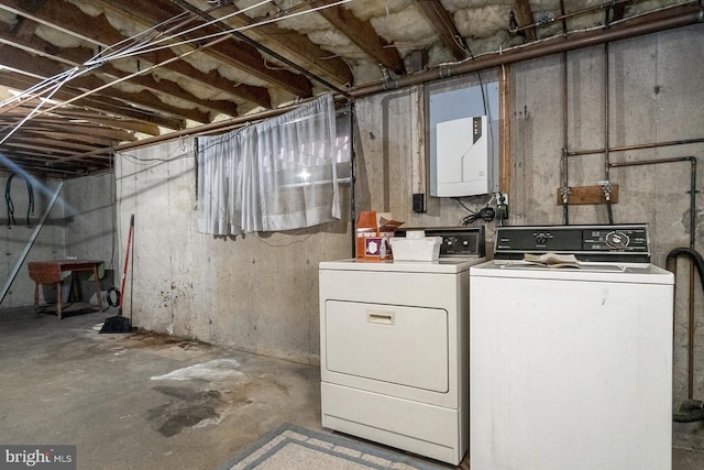 1402 Lehigh St, Allentown, PA 18103 - unfinished basement featuring washer and dryer and electric panel
