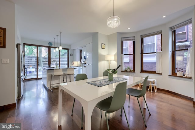 662 W Chestnut St, Lancaster, PA 17603 - dining room featuring dark wood-style flooring, a chandelier, and recessed lighting