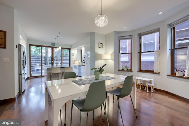 662 W Chestnut St, Lancaster, PA 17603 - dining area featuring dark wood-type flooring, a chandelier, and recessed lighting