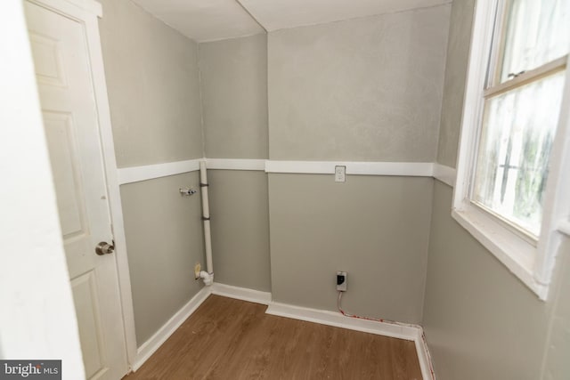 631 Saint Anns Ave, Baltimore, MD 21218 - washroom featuring wood finished floors and hookup for an electric dryer