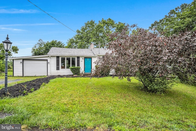 60 Gordon Dr, Carlisle, PA 17013 - single story home featuring a garage, a front lawn, driveway, and a chimney