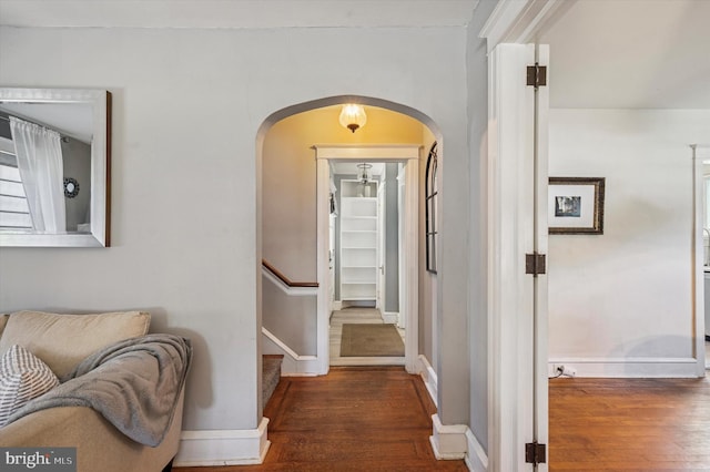 828 Turner Ave, Drexel Hill, PA 19026 - hall with wood finished floors and arched walkways