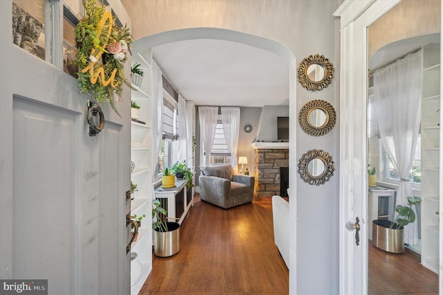 828 Turner Ave, Drexel Hill, PA 19026 - corridor with arched walkways and wood finished floors