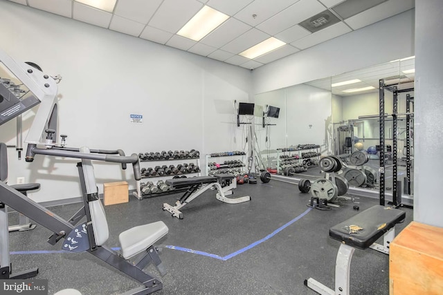 1308 Clifton St NW Unit 118, Washington, DC 20009 - exercise room featuring a drop ceiling