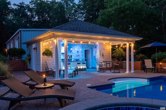 2865 Proffit Rd, Charlottesville, VA 22911 - outdoor pool featuring a storage structure, an outdoor structure, and a patio