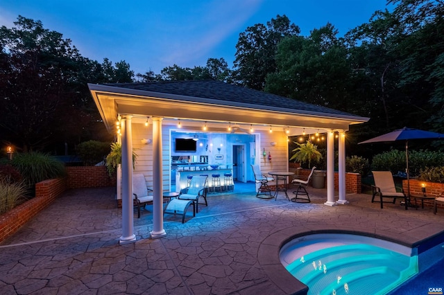 2865 Proffit Rd, Charlottesville, VA 22911 - view of pool featuring a patio area, a hot tub, and outdoor dining area