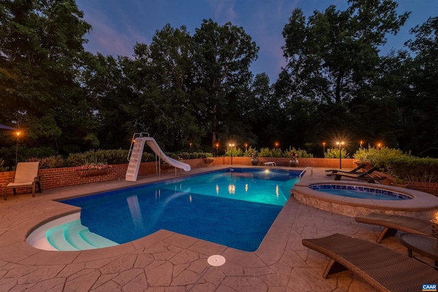 2865 Proffit Rd, Charlottesville, VA 22911 - view of pool with a water slide, an in-ground hot tub, and a patio