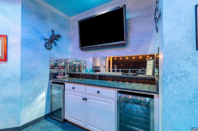 2865 Proffit Rd, Charlottesville, VA 22911 - indoor bar with wine cooler and ornamental molding