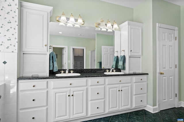 2865 Proffit Rd, Charlottesville, VA 22911 - bathroom featuring double vanity, tile patterned flooring, and a shower