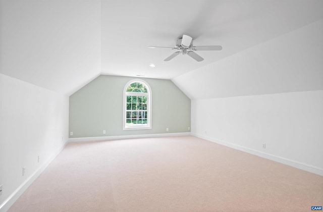 2865 Proffit Rd, Charlottesville, VA 22911 - additional living space with lofted ceiling, light carpet, and a ceiling fan