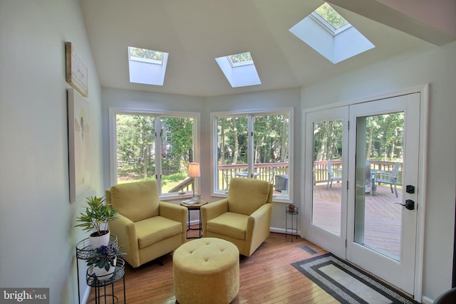 8011 Lions Crest Way, Gaithersburg, MD 20879 - sunroom / solarium featuring a skylight and french doors