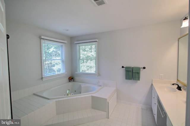 8011 Lions Crest Way, Gaithersburg, MD 20879 - full bath featuring vanity, a tub with jets, and tile patterned floors