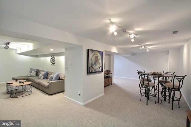 8011 Lions Crest Way, Gaithersburg, MD 20879 - carpeted dining area featuring baseboards and track lighting