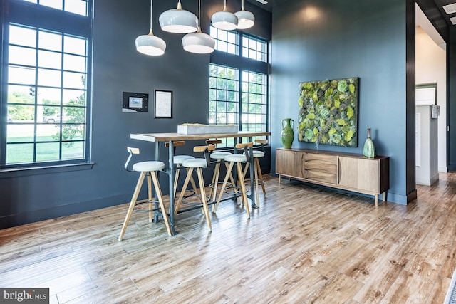 502 Diamondback Dr Unit 415, Gaithersburg, MD 20878 - dining space with a high ceiling, healthy amount of natural light, and wood finished floors