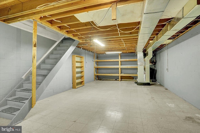 38 Fairfax Vlg, Harrisburg, PA 17112 - unfinished below grade area with stairway and tile patterned floors