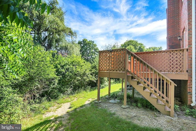 38 Fairfax Vlg, Harrisburg, PA 17112 - view of yard featuring a deck and stairs