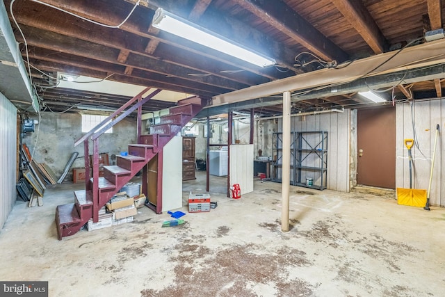 3122 Byberry Rd, Philadelphia, PA 19154 - below grade area featuring stairway and washer / dryer