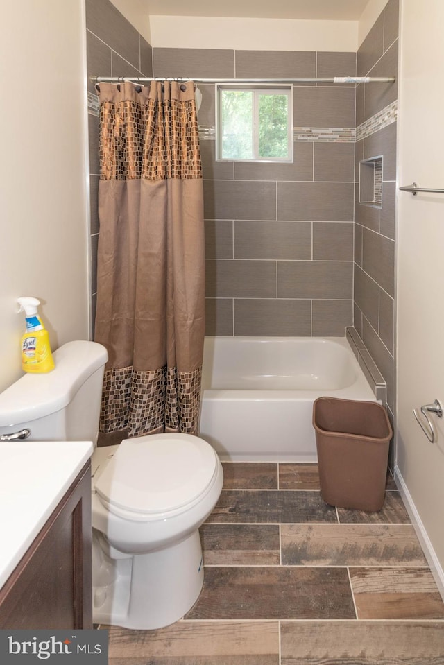 3923 Fairview Ave, Baltimore, MD 21216 - bathroom featuring shower / bath combo with shower curtain and vanity