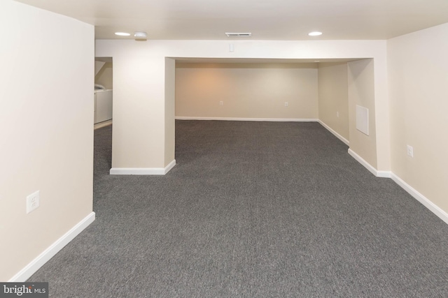3923 Fairview Ave, Baltimore, MD 21216 - finished below grade area featuring dark carpet and recessed lighting