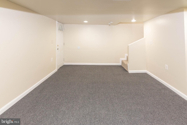 3923 Fairview Ave, Baltimore, MD 21216 - finished basement featuring dark colored carpet, recessed lighting, and stairs