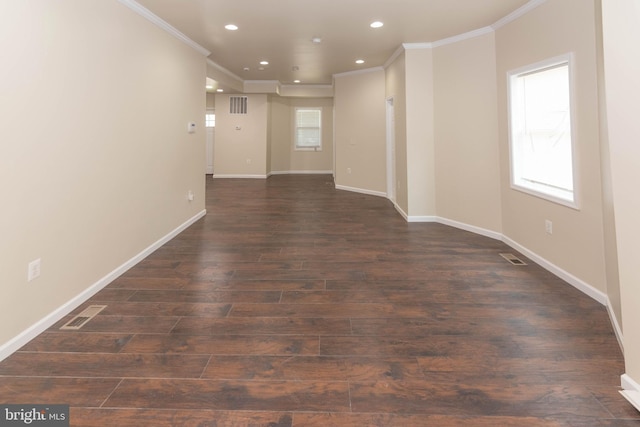 3923 Fairview Ave, Baltimore, MD 21216 - unfurnished room with recessed lighting, dark wood-type flooring, and crown molding